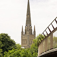 Buy canvas prints of Norwich Cathedral and Carter Bridge by Darren Burroughs