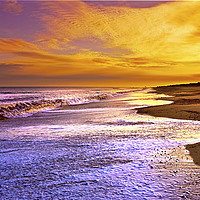 Buy canvas prints of Sunset On Dunwich Beach by Darren Burroughs