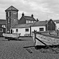 Buy canvas prints of Lifeboat station, boats and Aldeburgh town. by Darren Burroughs