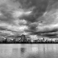 Buy canvas prints of Central Park Lake, New York City Black White  by Mark Purches