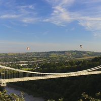 Buy canvas prints of Bristol Balloon Fiesta & Clifton Bridge by Mark Purches