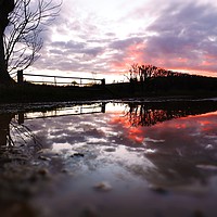 Buy canvas prints of Reflection After Storm Imogen - Sunset by Mark Purches