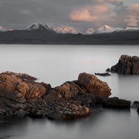 Buy canvas prints of The Beinn Mountains From Gairloch by Steve Glover