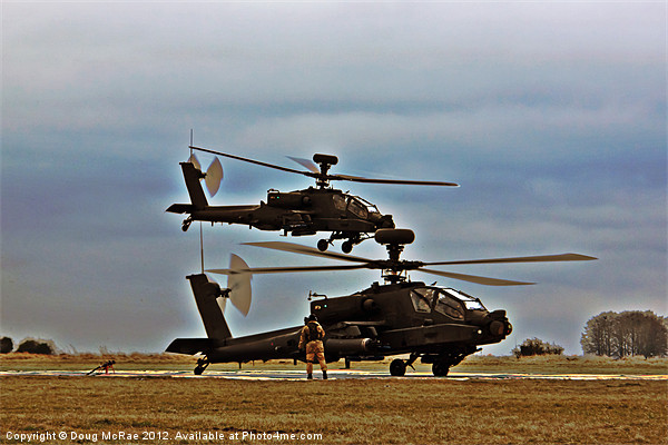 Two Apaches helicopter Picture Board by Doug McRae