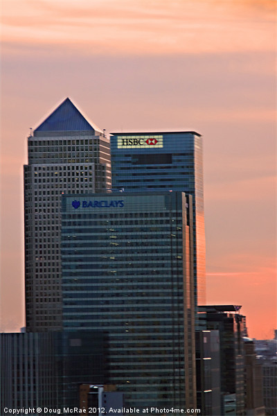 Canary Wharf sky line Picture Board by Doug McRae
