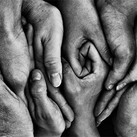 Buy canvas prints of You Need Hands..... Monochrome by Sandi-Cockayne ADPS