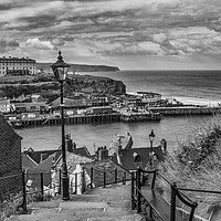 Buy canvas prints of 199 Steps At Whitby - Mono by Sandi-Cockayne ADPS