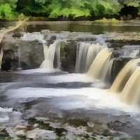 Buy canvas prints of Aysgarth Falls Painting by Sandi-Cockayne ADPS