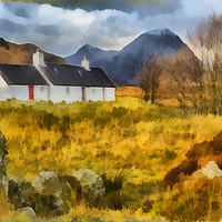 Buy canvas prints of Black Rock Cottage, Glencoe Digital Art by Sandi-Cockayne ADPS
