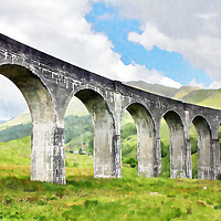 Buy canvas prints of Glenfinnan Watercolour by Colin irwin