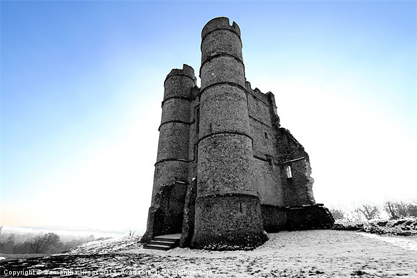 Donnington Castle In The Snow Picture Board by Samantha Higgs