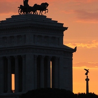 Buy canvas prints of Sunset at Monumento Nazionale a Vittorio Emanuele  by Samantha Higgs