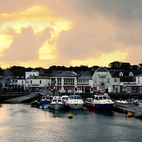 Buy canvas prints of Sunset in Padstow by Samantha Higgs