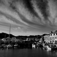 Buy canvas prints of Padstow Skies in Black and White by Samantha Higgs
