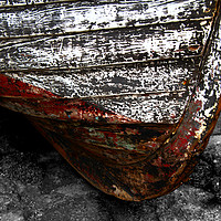 Buy canvas prints of Chipped Paintwork, Old Boat, Cornwall by Samantha Higgs