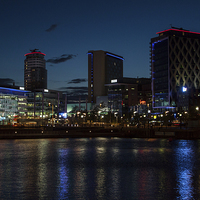 Buy canvas prints of  Media City Lights by Sean Wareing