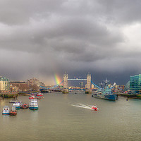 Buy canvas prints of Thames Vista with Rainbow by peter tachauer