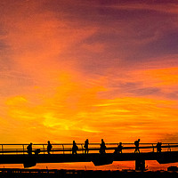 Buy canvas prints of Millennium Bridge Sunset by peter tachauer