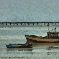 Buy canvas prints of Fishing Boats and Southend-on-Sea Pier by Dawn O'Connor