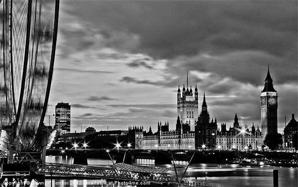 Westminster, black and white Framed Mounted Print by Dawn O'Connor