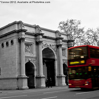Buy canvas prints of Red London Bus at Marble Arch by Dawn O'Connor