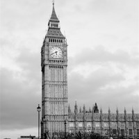 Buy canvas prints of Big Ben, black and white by Dawn O'Connor