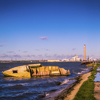 Buy canvas prints of Riverside Wreck at High Tide by Dawn O'Connor
