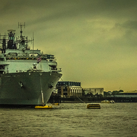 Buy canvas prints of HMS Bulwark at Greenwich by Dawn O'Connor