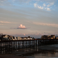 Buy canvas prints of Hastings Pier and the Firemen 2 by Dawn O'Connor
