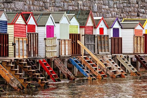 Colourful Beach Huts Picture Board by Anthony Michael 