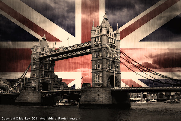Union Jack London Bridge Picture Board by Anthony Michael 