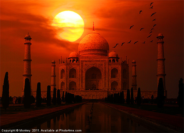 Taj Mahal Sunset Picture Board by Anthony Michael 