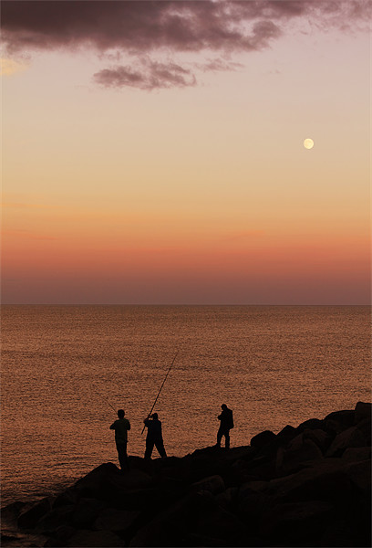 Sunset Sea Fishing Picture Board by Anthony Michael 