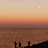 Buy canvas prints of Sunset Sea Fishing by Anthony Michael 