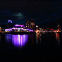 Buy canvas prints of Salford Quays at Night by Joanne Wilde