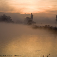 Buy canvas prints of Morning mist Thames at Mapledurham by Jim Hellier