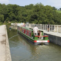 Buy canvas prints of Narrowboat crossing Avoncliff aqueduct by Jim Hellier
