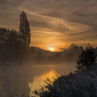 Buy canvas prints of  Autumn dawn  by Jim Hellier