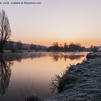 Buy canvas prints of  Dawn over Mapledurham reach on the river Thames by Jim Hellier