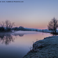 Buy canvas prints of Sunrise over Thames Eyot Mapledurham reach by Jim Hellier