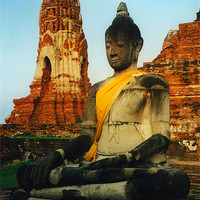 Buy canvas prints of Robed Buddha Statue Thailand by Serena Bowles