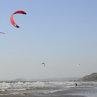 Buy canvas prints of Kitesurfing at Arambol, Goa by Serena Bowles