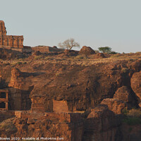 Buy canvas prints of Rock Hewn Temple on the Hills of Badami by Serena Bowles