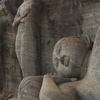 Buy canvas prints of Reclining and Standing Buddha Statues, Polonnaruwa by Serena Bowles