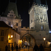 Buy canvas prints of On the Charles Bridge at Night by Serena Bowles