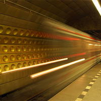 Buy canvas prints of Prague Metro - The Train Arrives by Serena Bowles