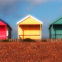 Buy canvas prints of Hazy Huts by Louise Godwin
