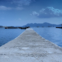 Buy canvas prints of Pier Puerto Pollensa by Louise Godwin