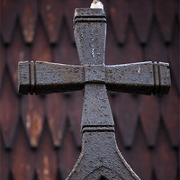 Buy canvas prints of Wooden cross with bird by Thomas Schaeffer