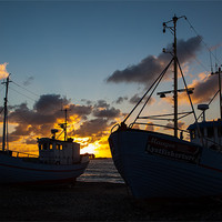 Buy canvas prints of Fisher boats at sunset by Thomas Schaeffer